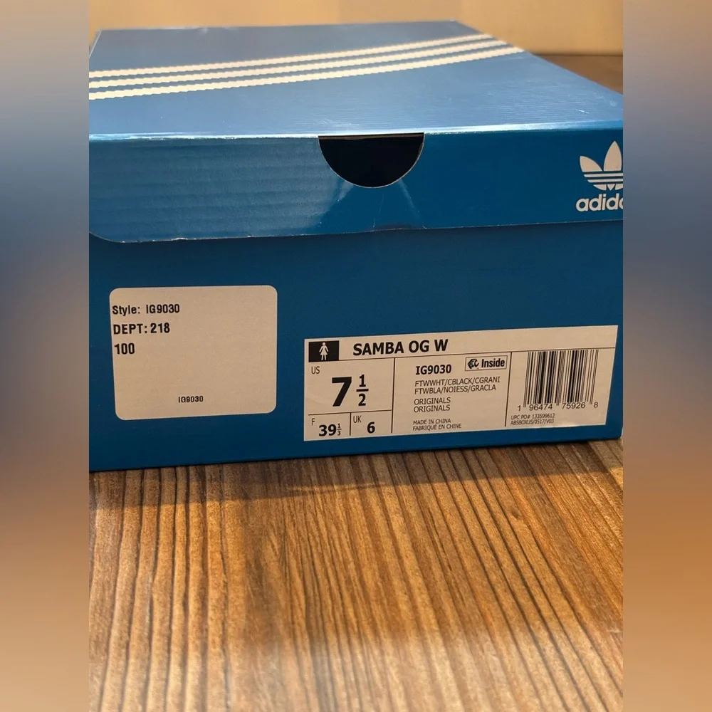 Adidas Samba OG White, Black, and Tan/Gum Sneakers NWT - Picture 9 of 9